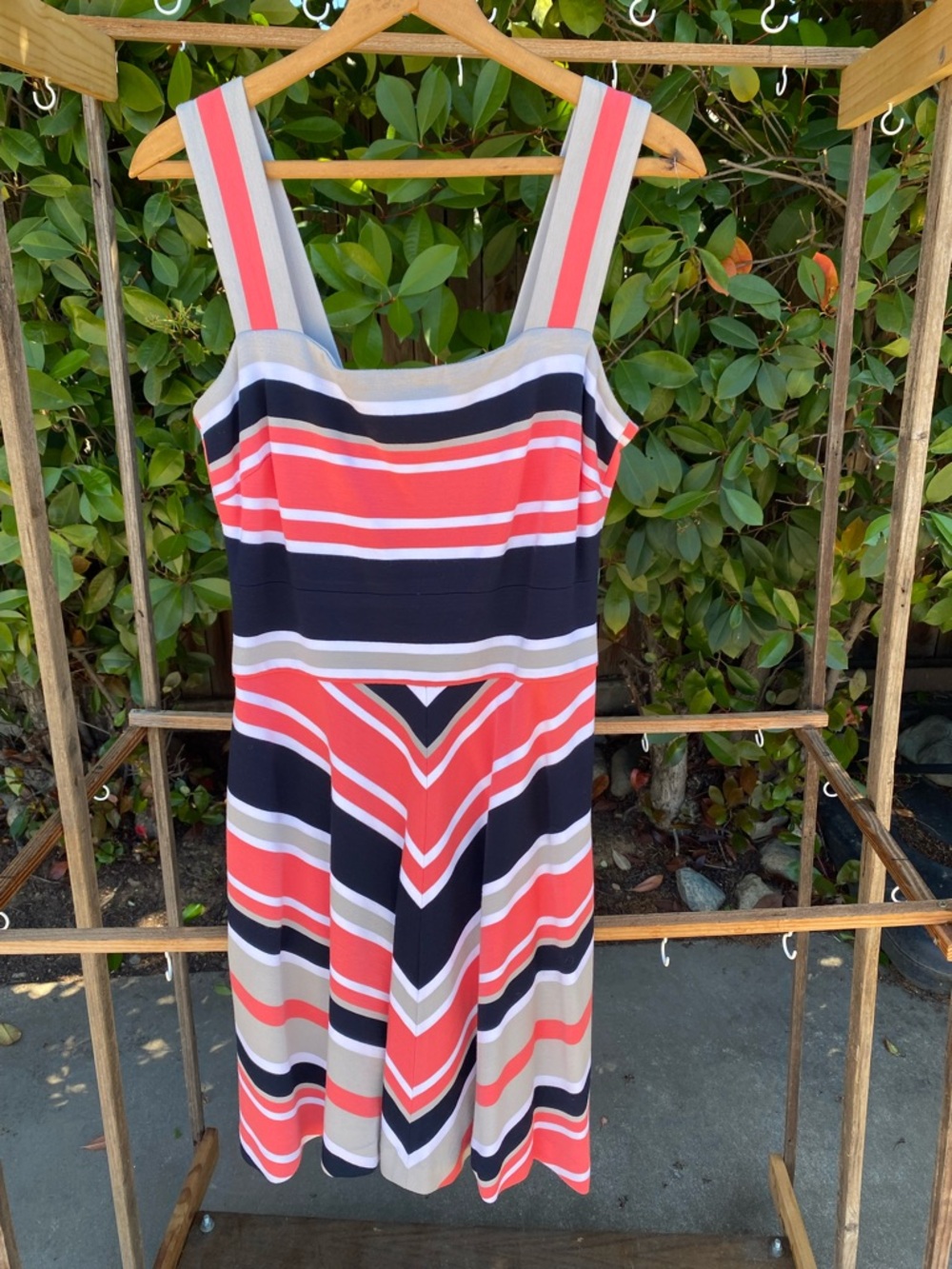 Banana Republic Coral Pink Striped Dress
